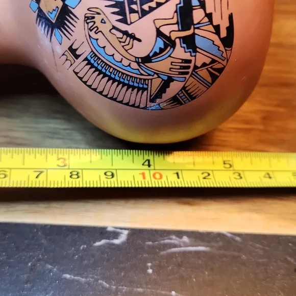5in Vintage from the 90s Pottery Pitcher Aztec Southwest Pottery Jug Vessel - Picture 6 of 6